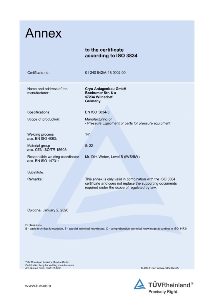 Preview: Annex to the certificate according to ISO 3834