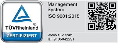TÜV Rheinland zertifiziert – Management System ISO 9001:2015
