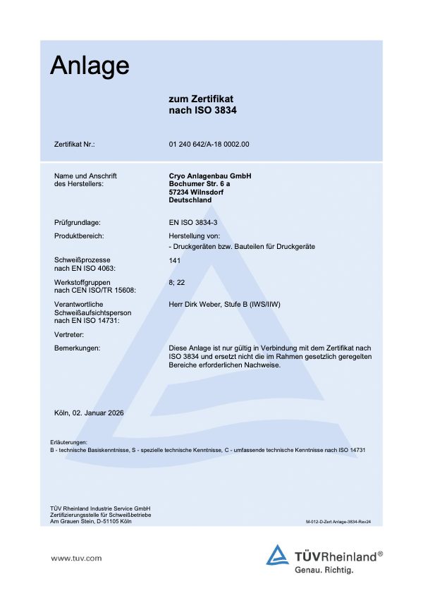 Vorschau: Anlage zum Zertifikat nach ISO 3834